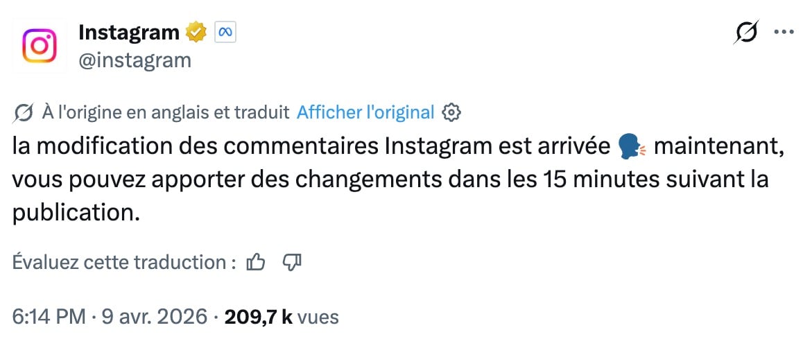 La réaction d'Instagram