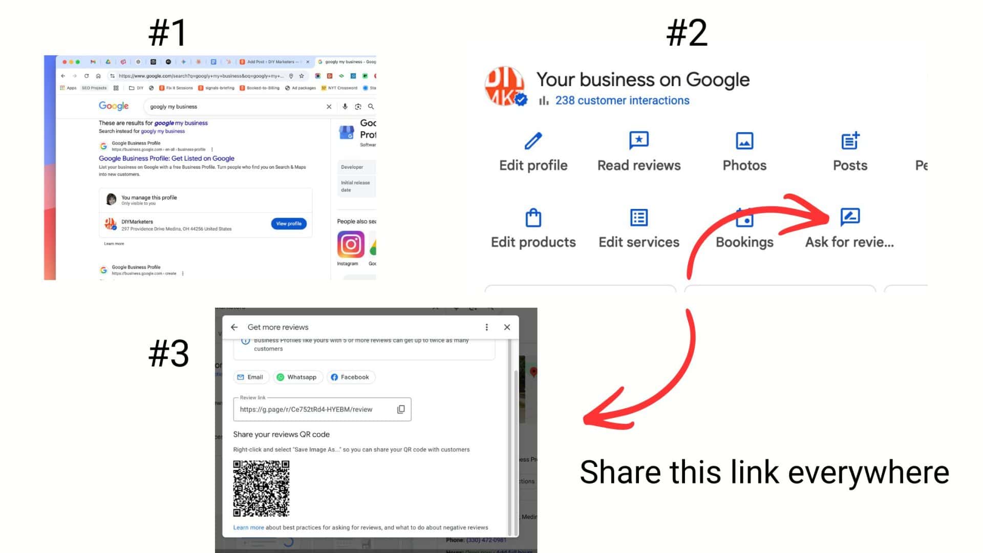 how to get more google reviews - get review link and share it