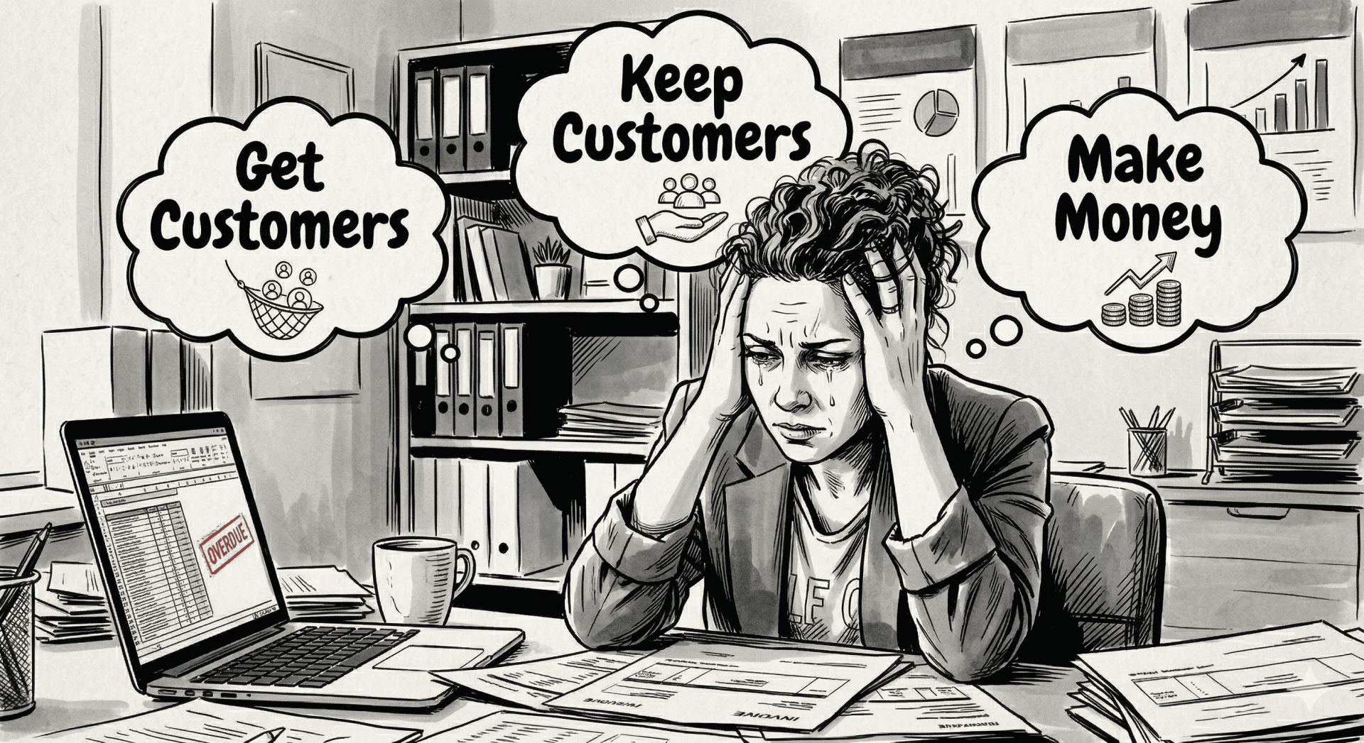 small business owner stress cartoon