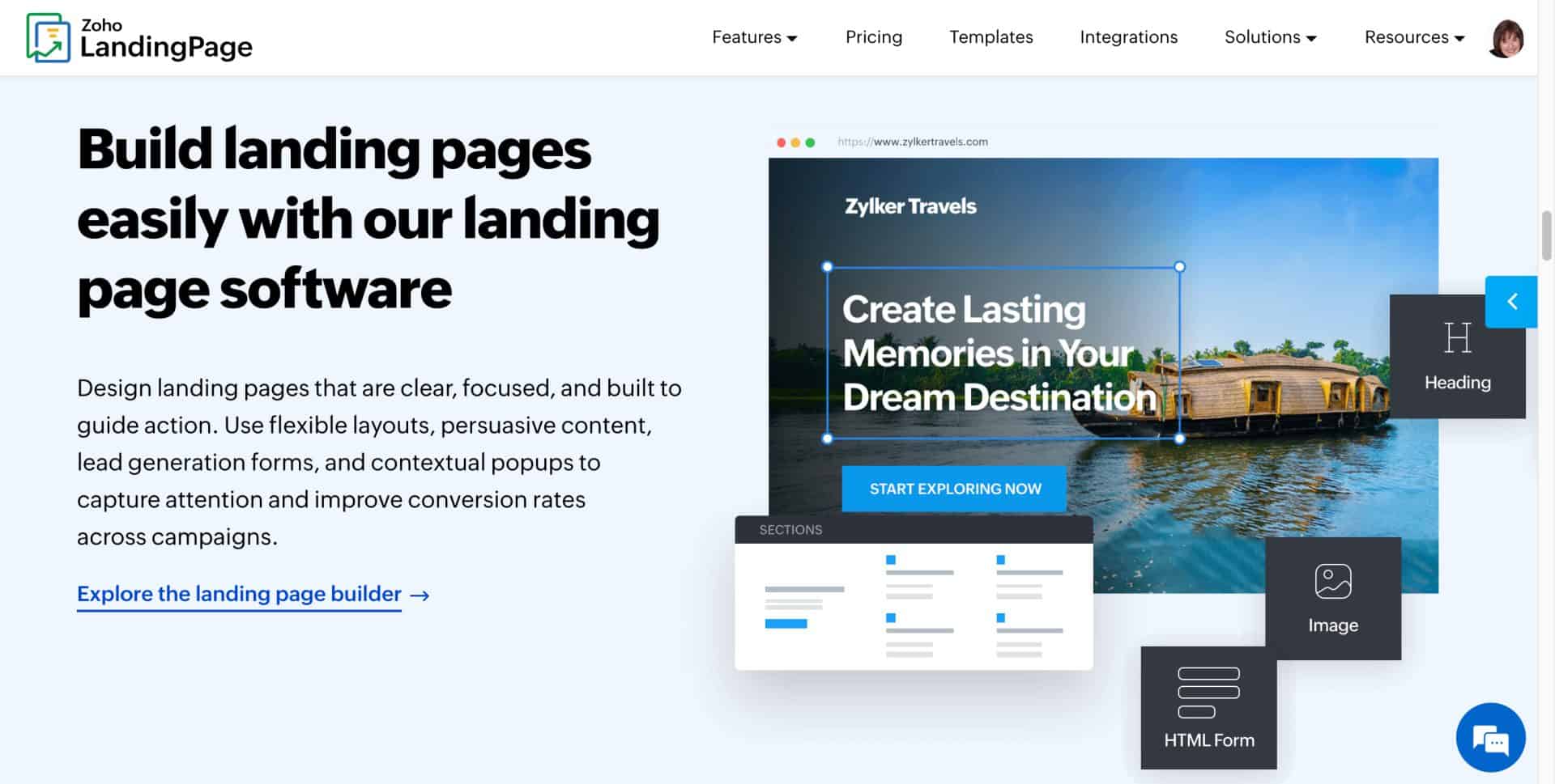 zoho for solopreneurs - zoho landing page