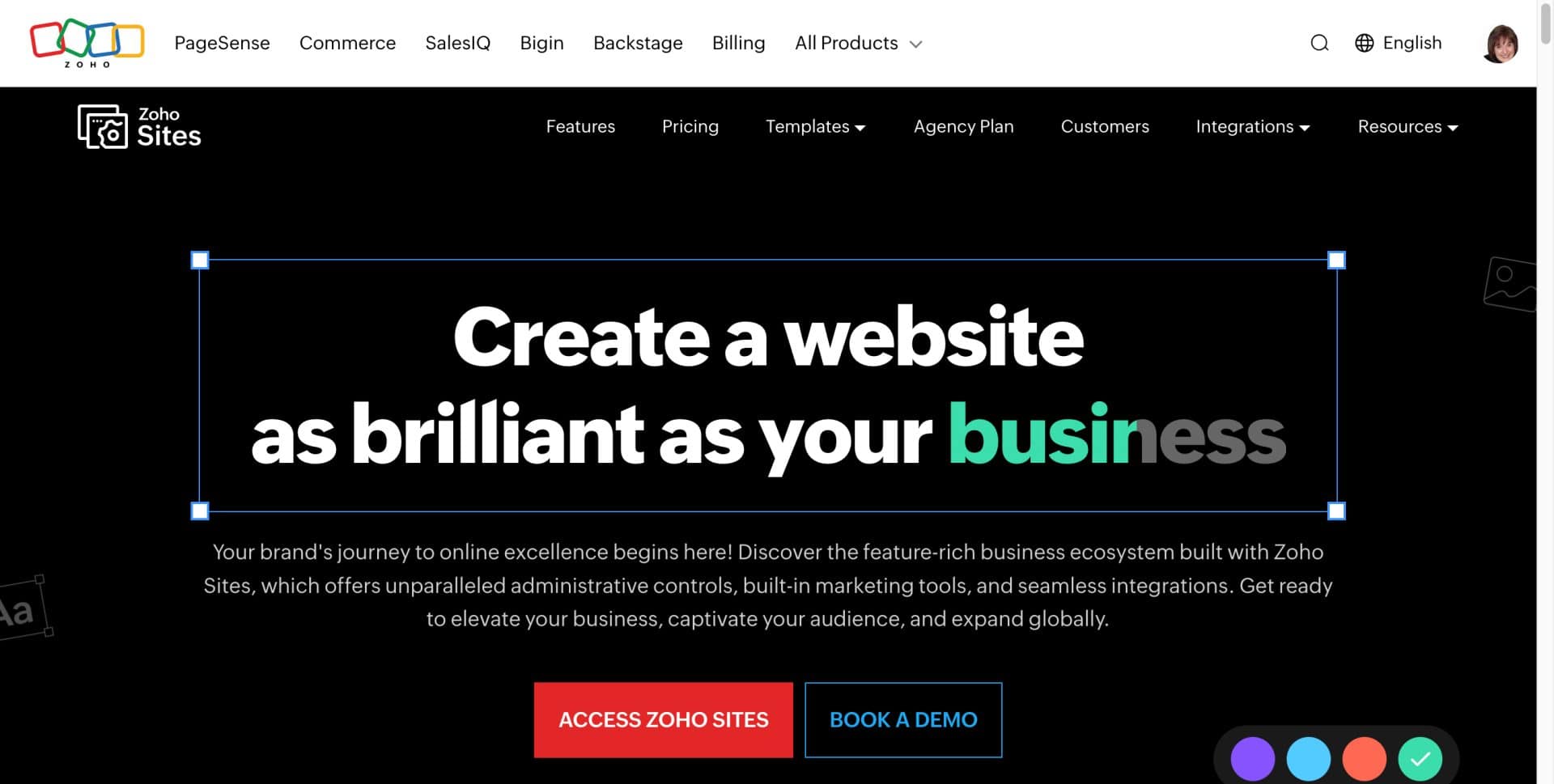Zoho for entrepreneurs - zoho sites
